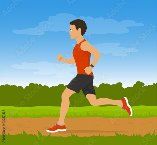 running jogging man in the park.