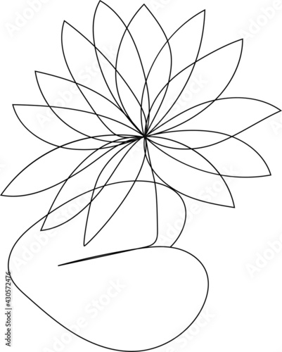 Continuous line drawing of a water lilly flower (Nymphaeaceae) July birth Flower vector