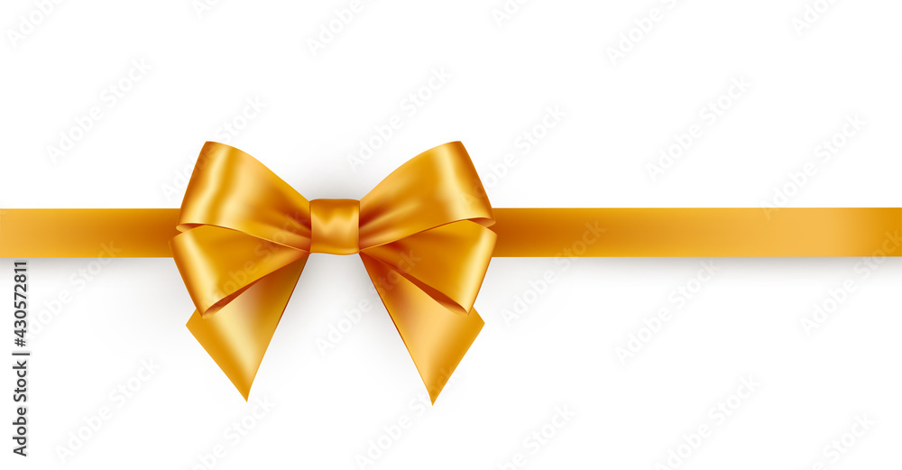 Shiny gold satin ribbon on white background Shiny gold satin ribbon on white background