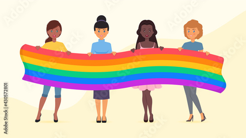Pride day women collection holding peace flag