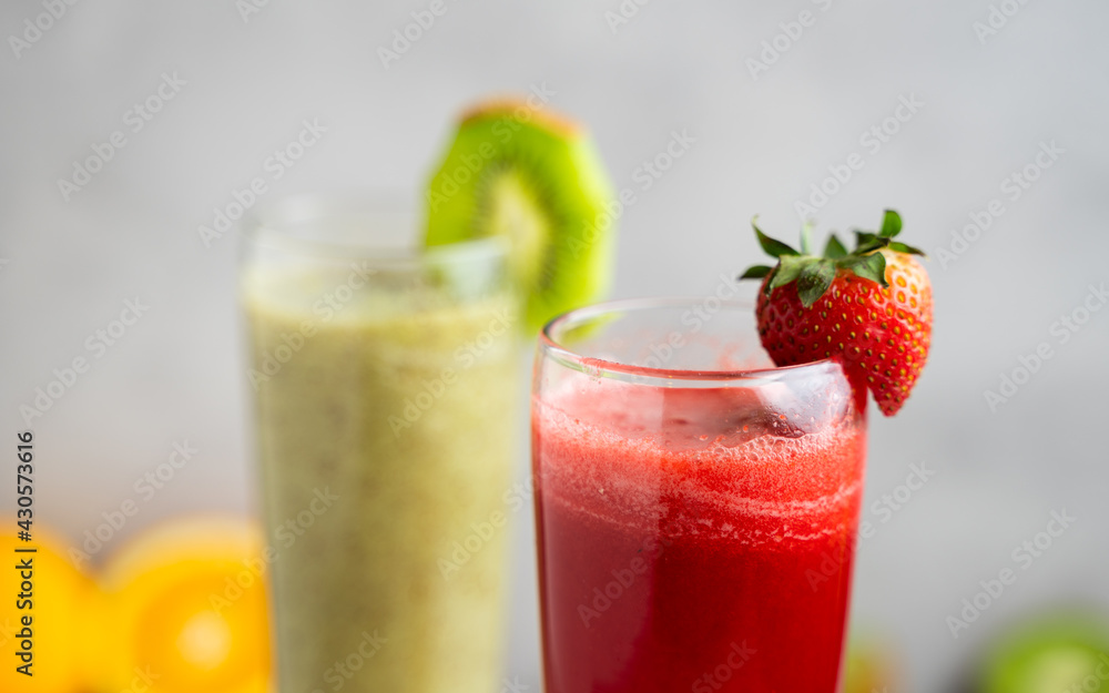 Top view of Strawberry and kiwi juice. Top view of Strawberry and kiwi juice.
