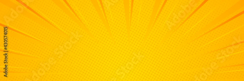 Rays background. Pop art style. Yellow retro background. Vector