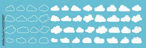 Cloud icon. Set of clouds. Cloud icon in different style. Vector