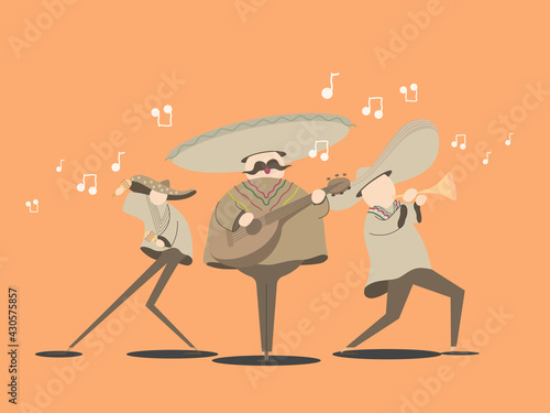 3 Mexican musicians performing during a festival