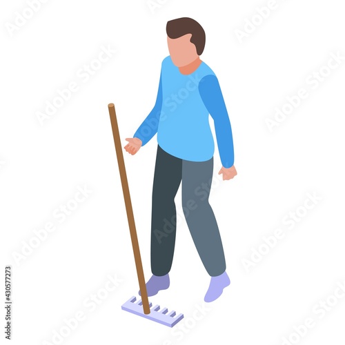 Rake careless man icon. Isometric of Rake careless man vector icon for web design isolated on white background