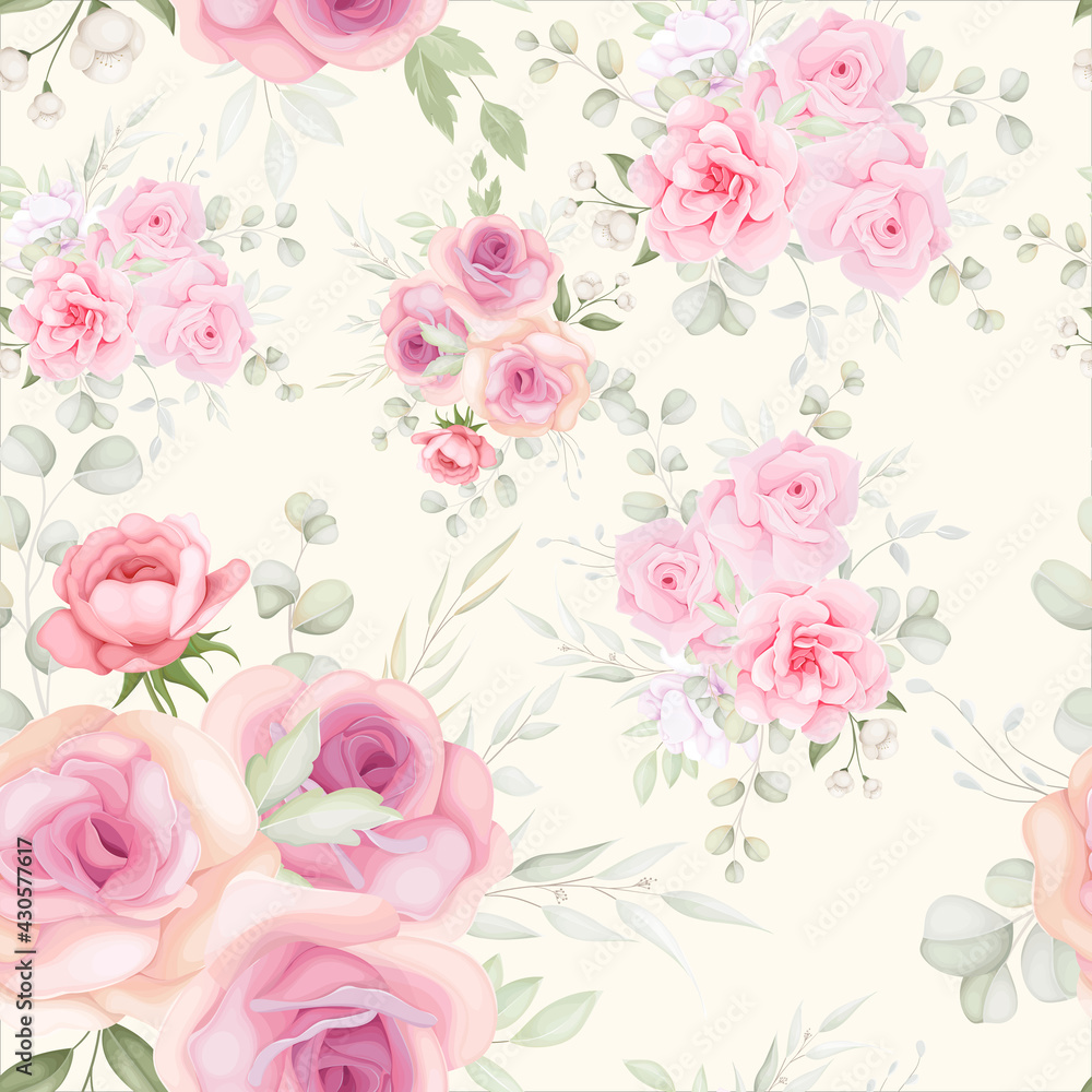 Elegant floral seamless pattern with soft flower decoration