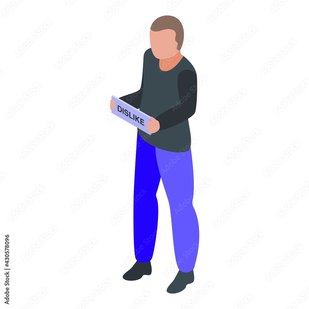 Boy take dislike icon. Isometric of Boy take dislike vector icon for web design isolated on white background Boy take dislike icon. Isometric of Boy take dislike vector icon for web design isolated on white background