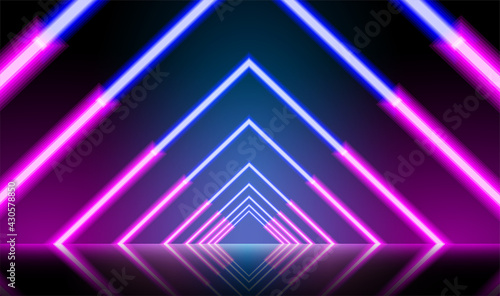 Neon glowing lines, magic energy space light concept, abstract background design