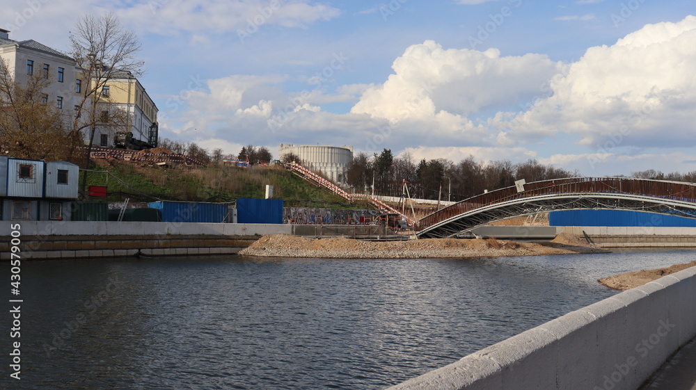 modern bridge under construction in europe