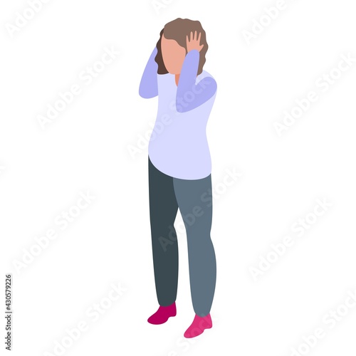 Girl headache icon. Isometric of Girl headache vector icon for web design isolated on white background