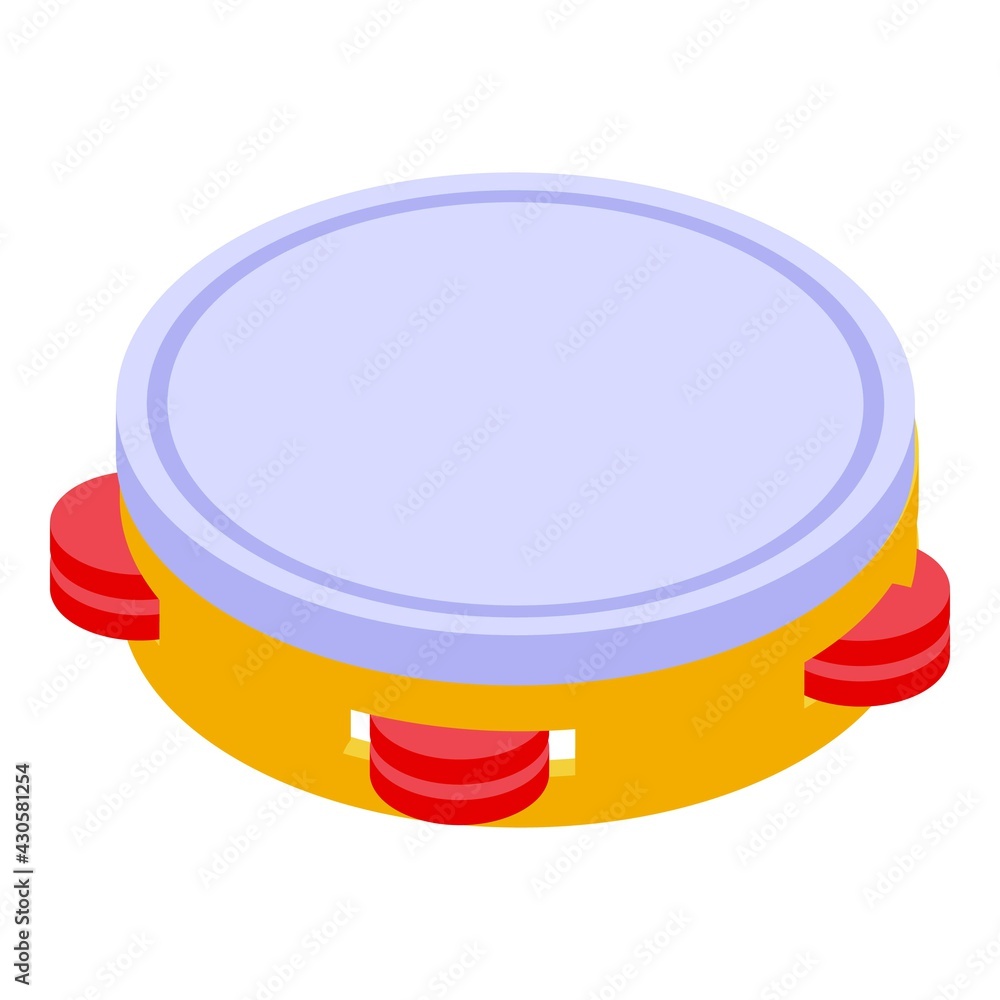 Flat tambourine icon. Isometric of Flat tambourine vector icon for web design isolated on white background Flat tambourine icon. Isometric of Flat tambourine vector icon for web design isolated on white background