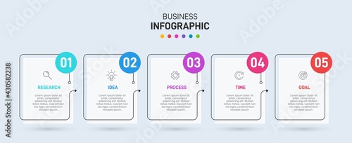 Infographic design with icons and 5 options or steps. Thin line vector. Infographics business concept. Can be used for info graphics, flow charts, presentations, web sites, banners, printed materials.