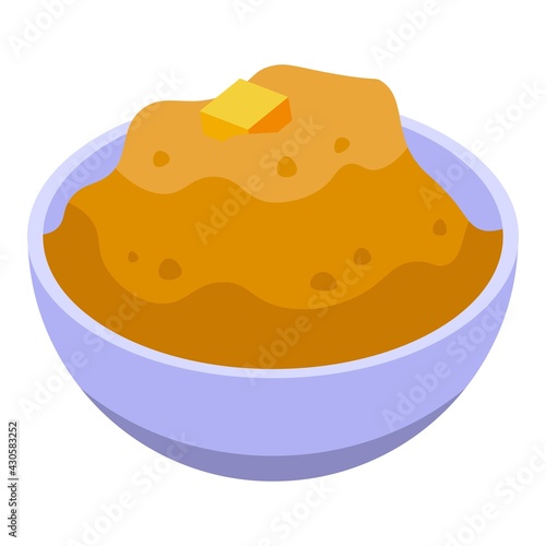 Mashed potatoes holiday icon. Isometric of Mashed potatoes holiday vector icon for web design isolated on white background