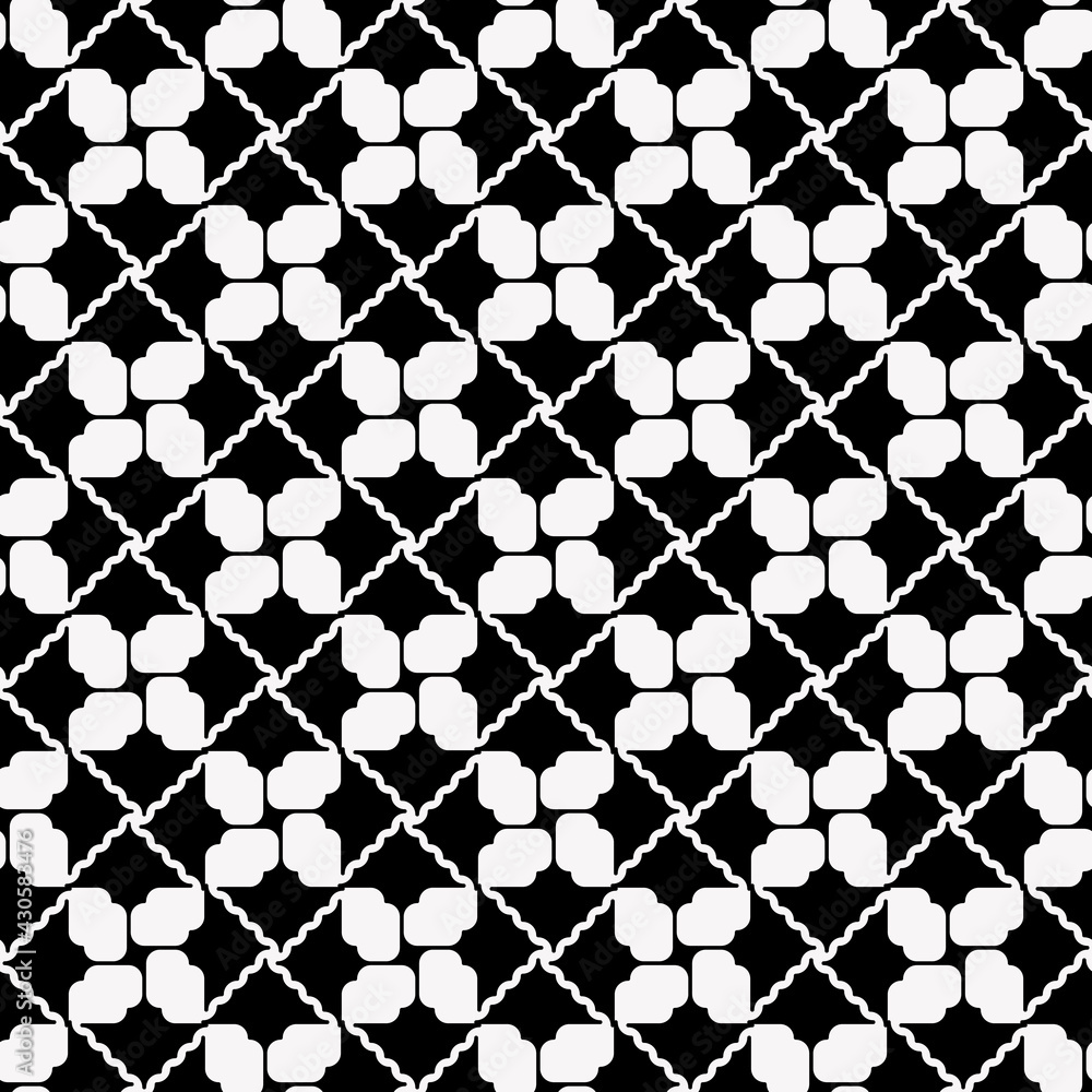 Naklejka premium Same ornament. Vector seamless and monochrome pattern.