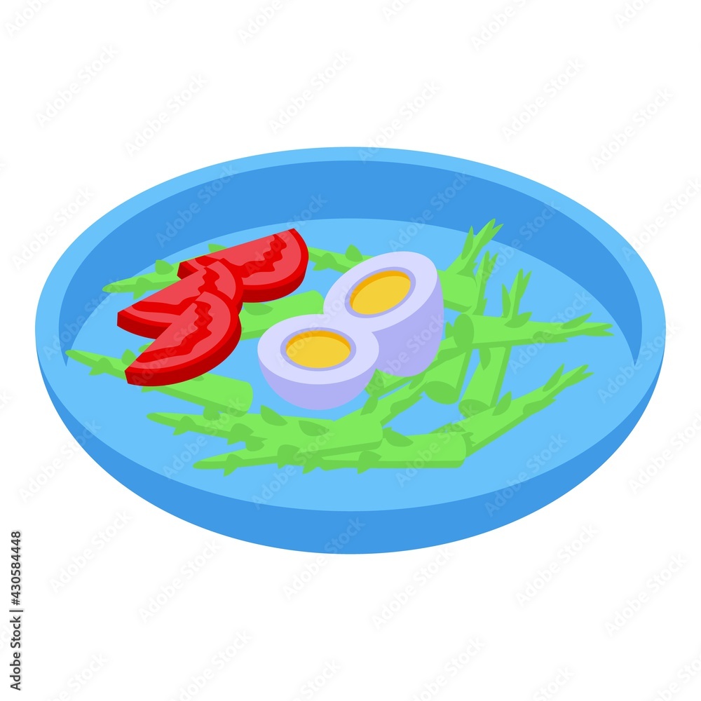 Asparagus boiled egg icon. Isometric of Asparagus boiled egg vector icon for web design isolated on white background Asparagus boiled egg icon. Isometric of Asparagus boiled egg vector icon for web design isolated on white background