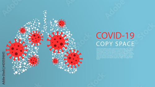 Virus cells in lung. Infected lungs. Coronavirus, COVID-19. 2019-nCoV. lung disease, pneumonia, asthma, cancer, tuberculosis.