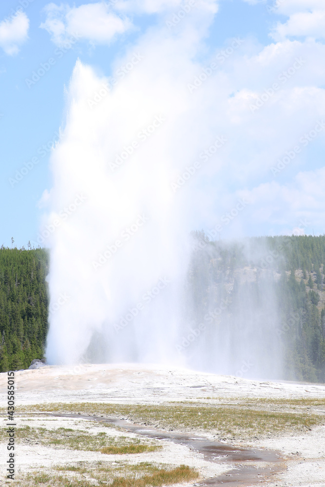 Old Faithful geyser in Yellowstone National Park, Wyoming, USA
