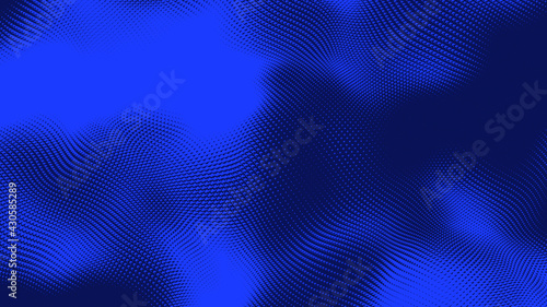 Dot blue wave light screen gradient texture background. Abstract technology big data digital background. 3d rendering.