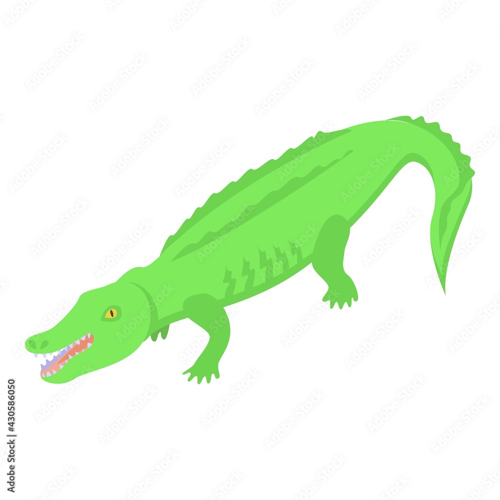 Obraz premium Green crocodile icon. Isometric of Green crocodile vector icon for web design isolated on white background
