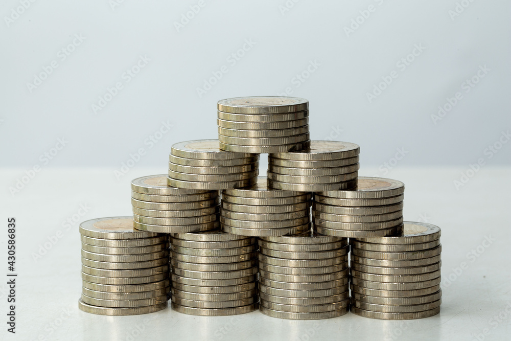 coins stack growth up on table. economic concept for money and banking. coins stack growth up on table. economic concept for money and banking.