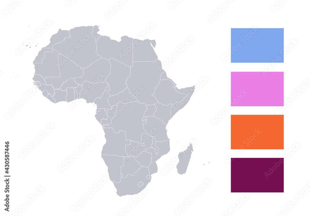 Infographics of Africa map, individual states blank