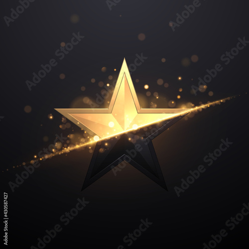Black and gold star with light effect