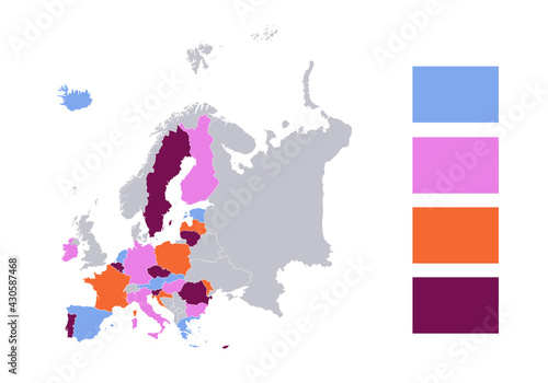 Infographics of European Union map  separates states and islands  blank
