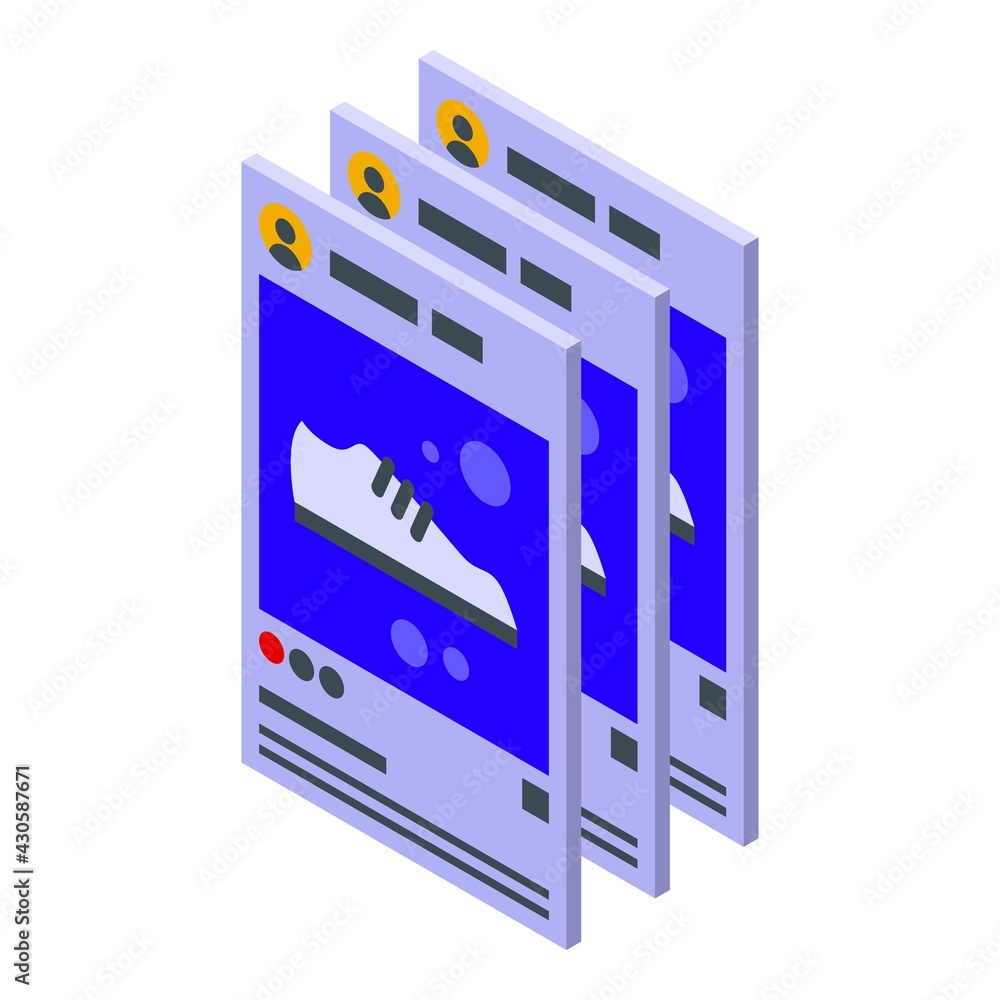 Shop page repost icon. Isometric of Shop page repost vector icon for web design isolated on white background Shop page repost icon. Isometric of Shop page repost vector icon for web design isolated on white background