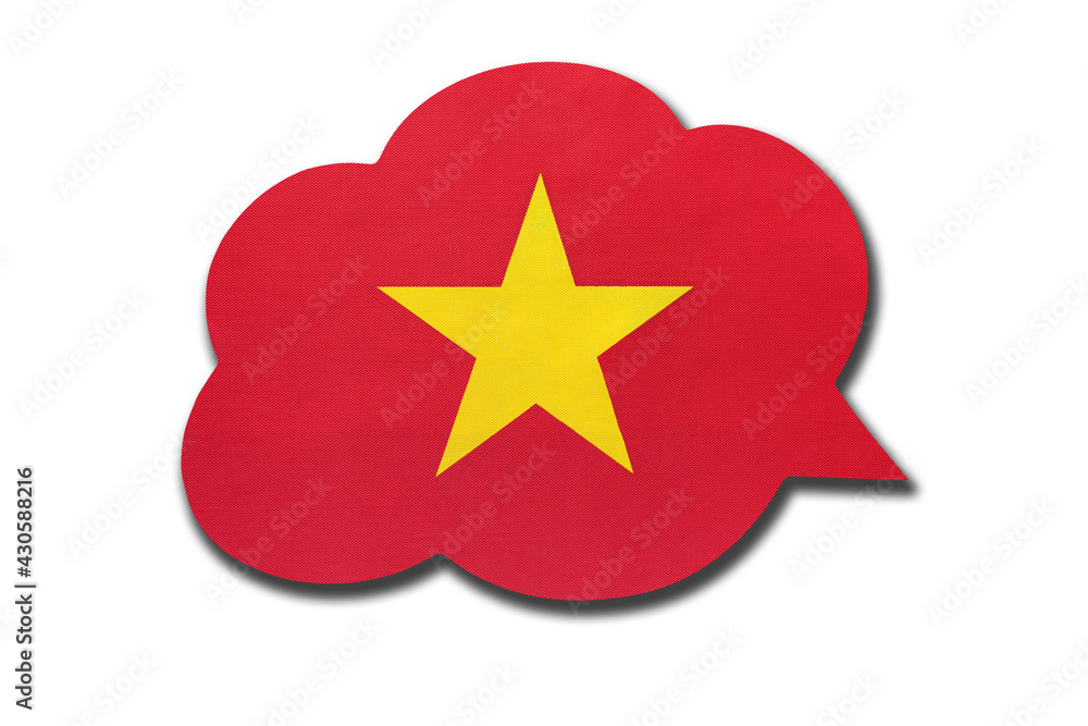 3d speech bubble with Vietnam national flag isolated on white background. Speak and learn Vietnamese language. 3d speech bubble with Vietnam national flag isolated on white background. Speak and learn Vietnamese language.