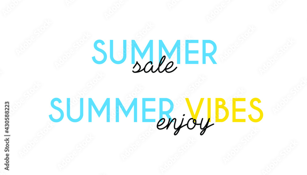 Summer sale, Summer Vibes. Typography graphic element for the design. 