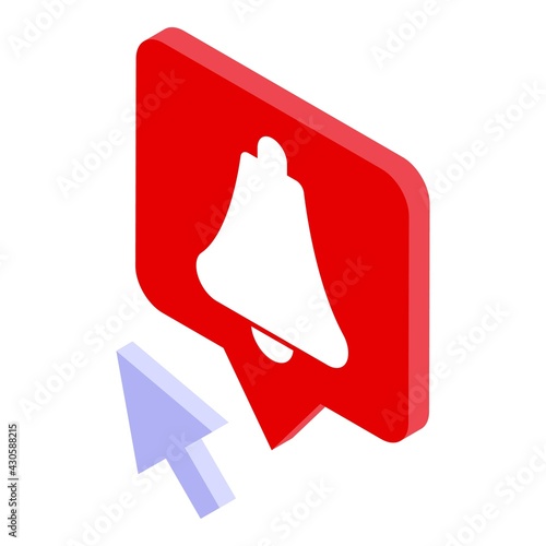Notification bell icon. Isometric of Notification bell vector icon for web design isolated on white background