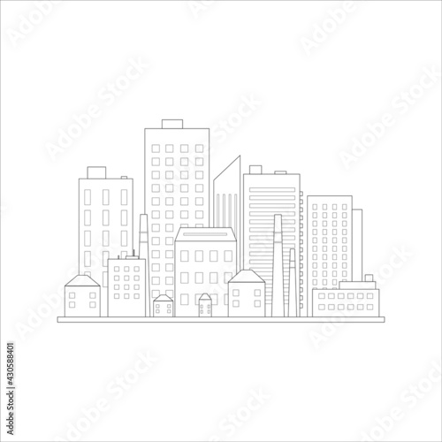 city building in flat line illustration vector  skyscraper cityscape design for background