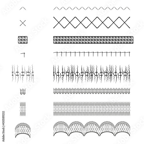 vector fittings, sequins, fringe, chain, rope brushes for illustrator , ornamental lace
