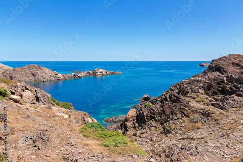blue sky and sea in cap de creus, near cadaques in the north of girona on the costa brava