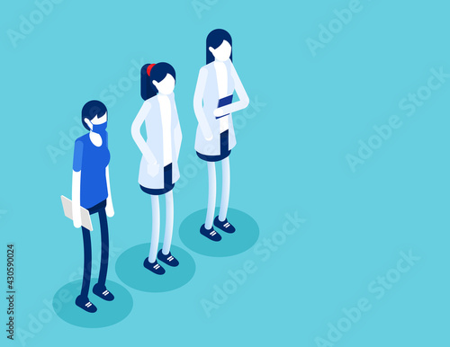 Medical staff characters. Flat isometric vector style