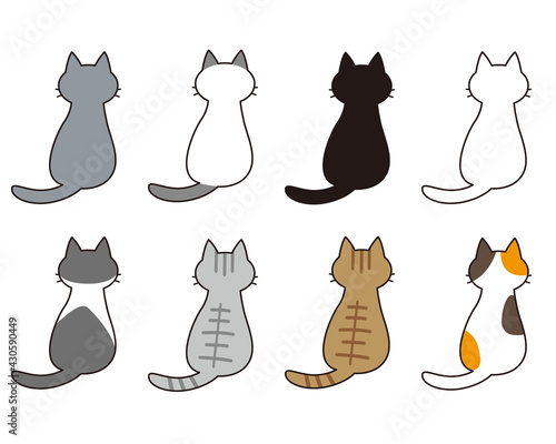 様々な猫種の後ろ姿全身セット