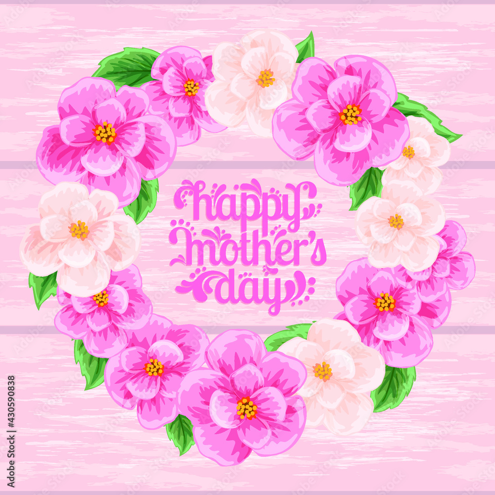 Mother's day greeting card with flowers background
