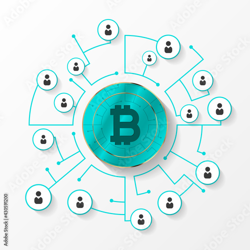Bitcoin. Network connections. Crypto currency concept. Vector