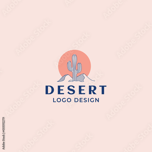 Desert, cactus logo retro hipster hand drawn style vector illustration