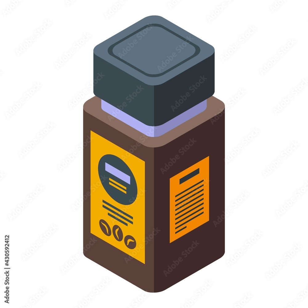 Coffee jar icon. Isometric of Coffee jar vector icon for web design isolated on white background Coffee jar icon. Isometric of Coffee jar vector icon for web design isolated on white background