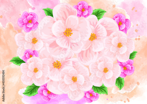 Mother's day greeting card with flowers background 