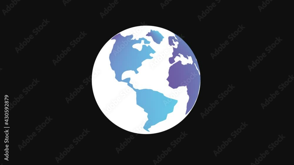 Earth spinning planet isolated on black background Earth spinning planet isolated on black background