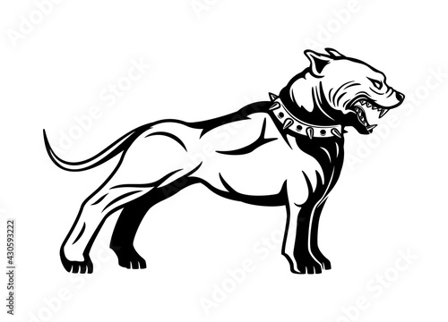 Black sign dog breed pit bull terrier on a white background.
