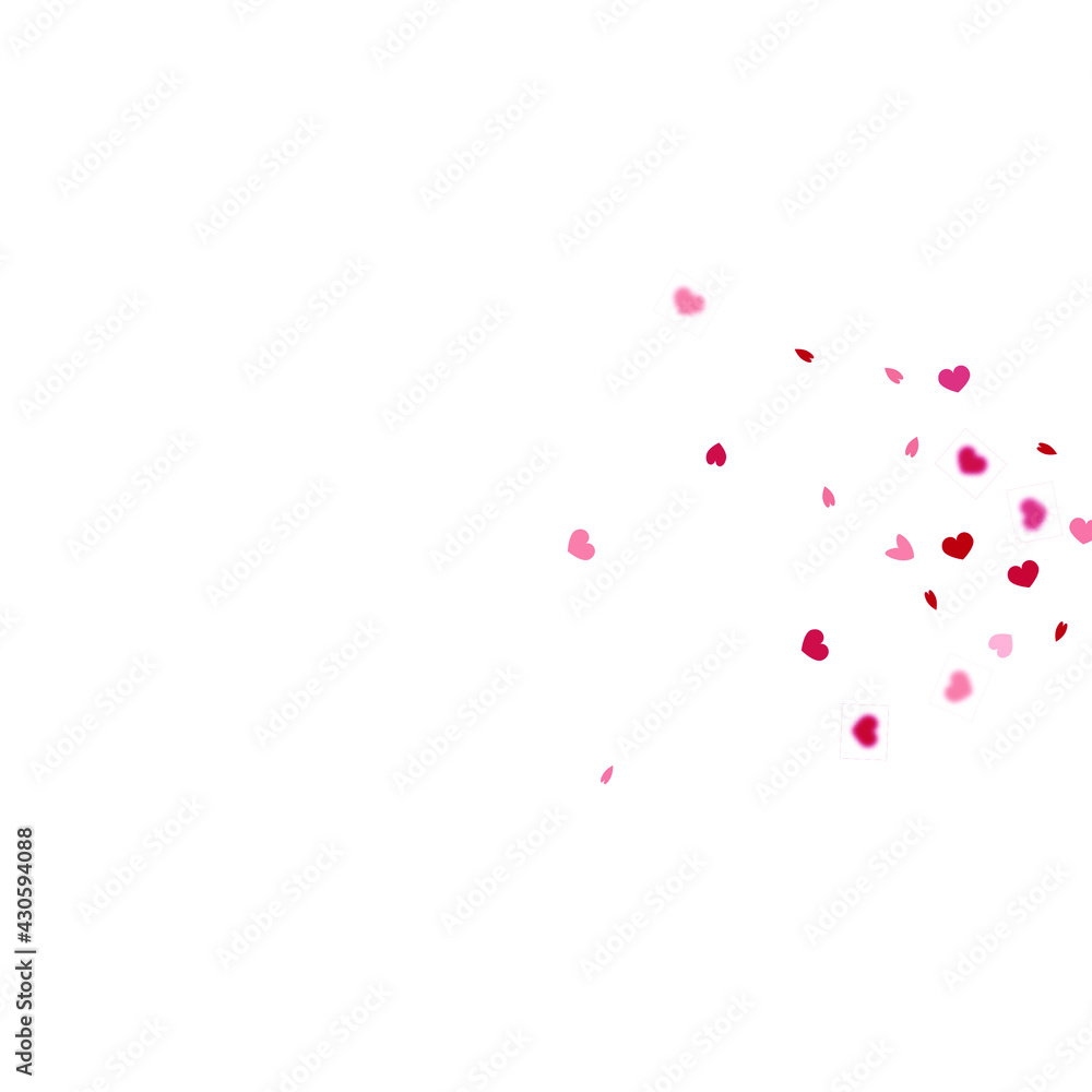 Heart Background. St Valentine Day Card with Classical Hearts. Empty Vintage Confetti Template.  Exploding Like Sign. Vector Template for Mother's Day Card. Red Pink 8 March Banner with Flat Heart.
