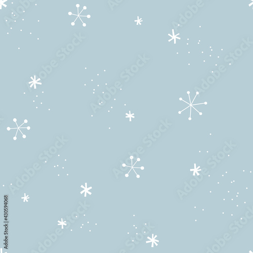 Snowflakes dotty snow neutral blue vector seamless pattern. Cute tiny decorative doodle winter snowfall background. Snowy Christmas abstract print design.