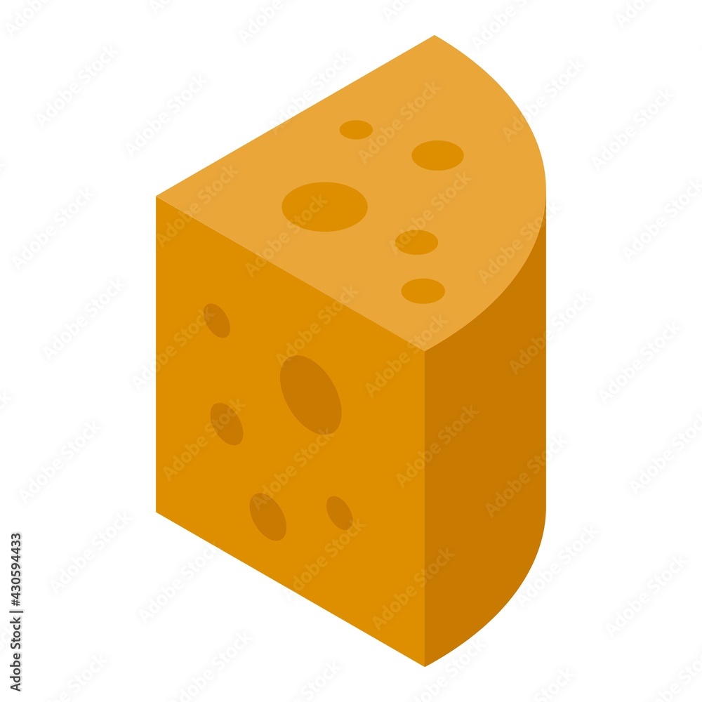 Cheddar cheese icon. Isometric of Cheddar cheese vector icon for web design isolated on white background Cheddar cheese icon. Isometric of Cheddar cheese vector icon for web design isolated on white background