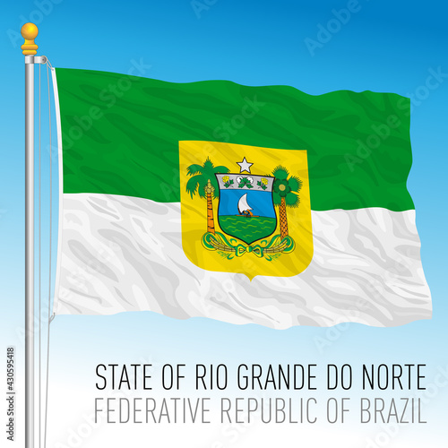 State of Rio Grande do Norte, North Rio Grande, official regional flag, Brazil, vector illustration