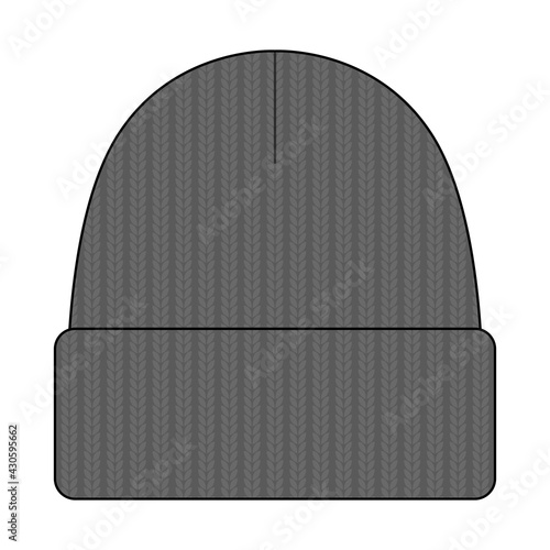 Gray Beanie Hat Template Vector on White Background