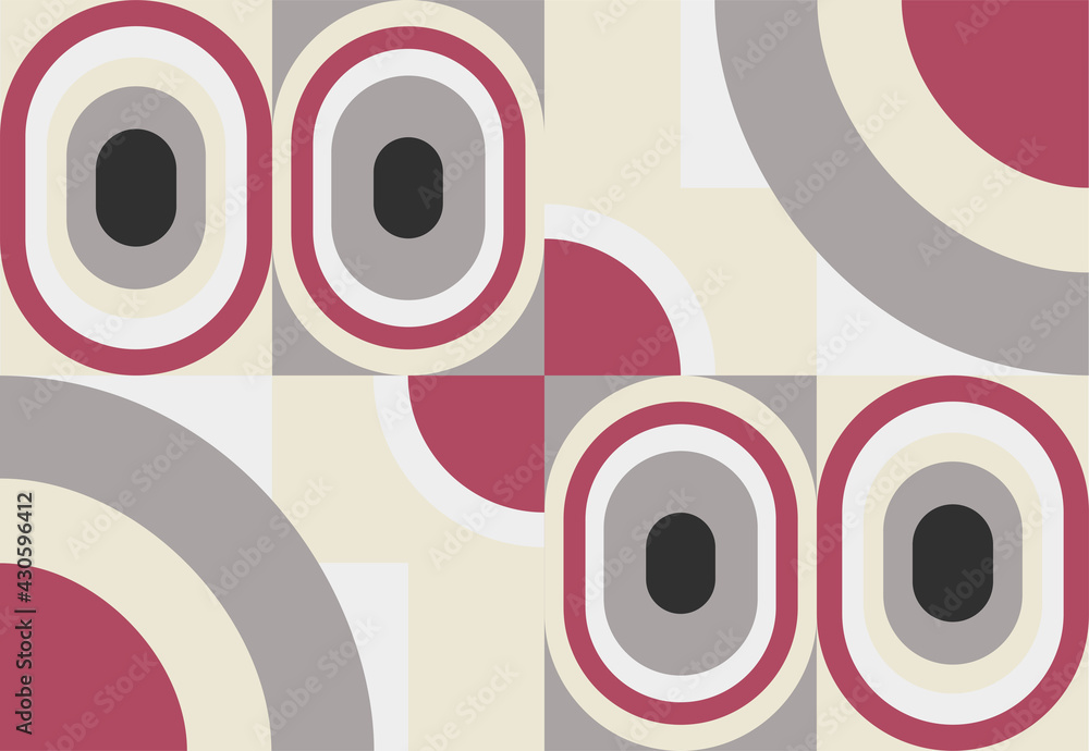 Abstract background with decorative shapes combined with light brown, ash, magenta colors gives a classic retro feel.