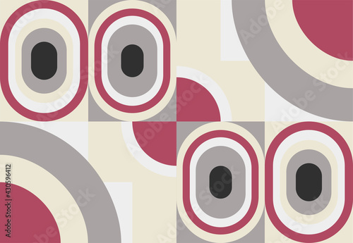 Abstract background with decorative shapes combined with light brown, ash, magenta colors gives a classic retro feel.